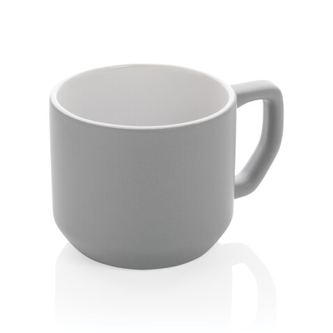 Moderne Keramiktasse, 350ml grau bedrucken, Art.-Nr. P434.042