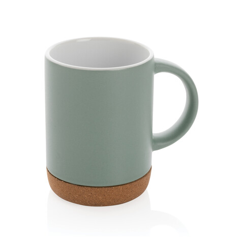 Keramikbecher mit Korkboden, 280ml grün bedrucken, Art.-Nr. P434.087