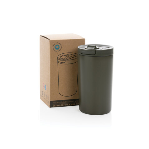 Doppelwandiger Vakuum-Becher aus RCS recyceltem SS grün bedrucken, Art.-Nr. P435.097