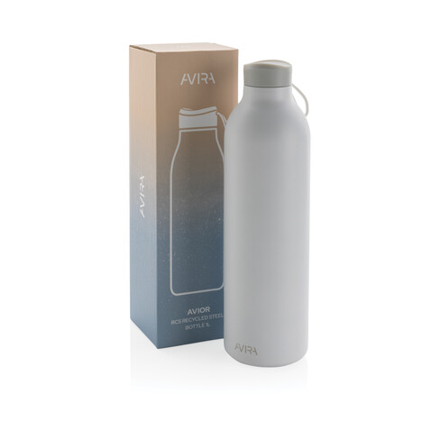 Avira Avior RCS recycelte Stainless-Steel Flasche 1L weiß bedrucken, Art.-Nr. P438.013
