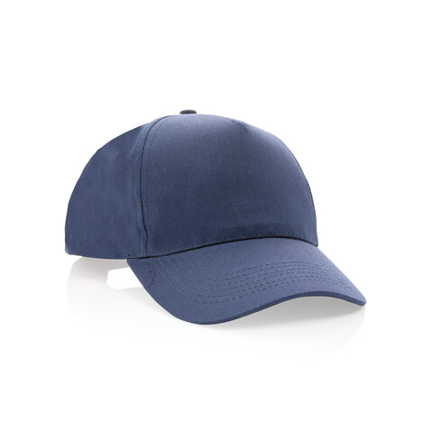 Impact 5 Panel Kappe aus 190gr rCotton mit AWARE™ Tracer navy blau bedrucken, Art.-Nr. P453.339