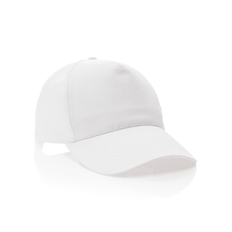 Impact 5 Panel Kappe aus 190gr rCotton mit AWARE™ Tracer weiß bedrucken, Art.-Nr. P453.333