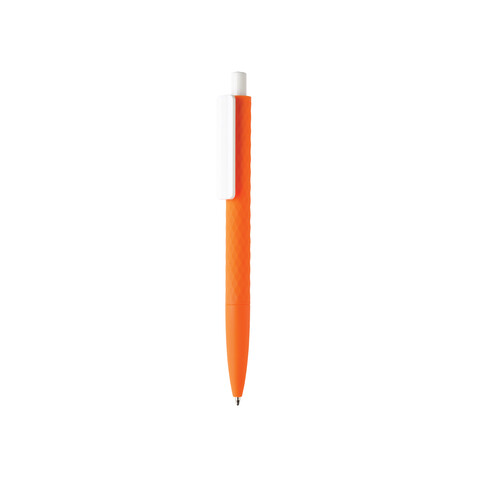 X3-Stift mit Smooth-Touch orange, weiß bedrucken, Art.-Nr. P610.968