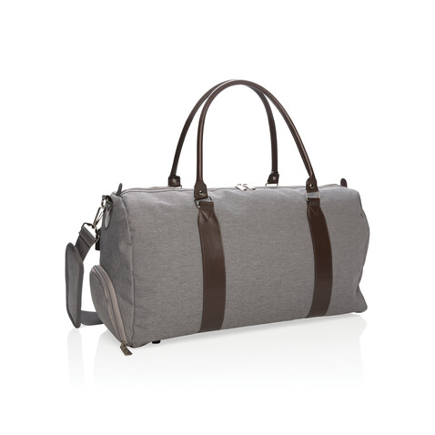 Wochenendtasche mit USB A-Ausgang grau bedrucken, Art.-Nr. P707.052