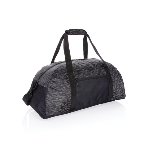 AWARE™ reflektierende RPET Wochenendtasche schwarz bedrucken, Art.-Nr. P707.081