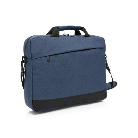 Trend 15” Laptoptasche navy blau, schwarz bedrucken, Art.-Nr. P732.345