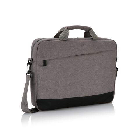 Trend 15” Laptoptasche grau, schwarz bedrucken, Art.-Nr. P732.342