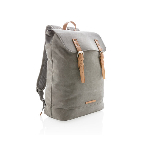 Canvas Laptop-Rucksack, PVC-frei grau bedrucken, Art.-Nr. P762.462
