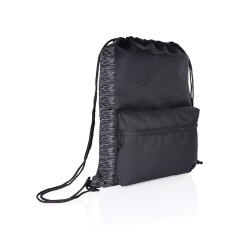 AWARE™ reflektierender RPET Sportbeutel schwarz bedrucken, Art.-Nr. P762.591