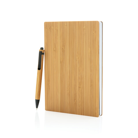 A5 Bambus Notizbuch &amp; Stift braun bedrucken, Art.-Nr. P772.159