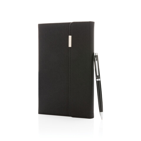 Swiss Peak Deluxe A5 Notizbuch mit Stift schwarz bedrucken, Art.-Nr. P772.921