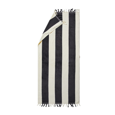 VINGA Valmer Strandtuch 450gr/m² schwarz, beige bedrucken, Art.-Nr. 8053