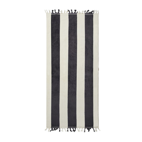 VINGA Valmer Strandtuch 450gr/m² schwarz, beige bedrucken, Art.-Nr. 8053