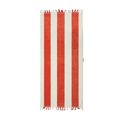 VINGA Valmer Strandtuch 450gr/m² rot, beige bedrucken, Art.-Nr. 8046