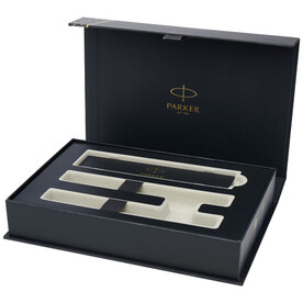 Parker IM achromatisches Kugelschreiber- und Tintenroller-Set mit Geschenkbox, schwarz bedrucken, Art.-Nr. 10782082