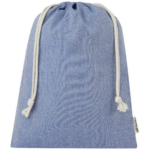Pheebs 150 g/m² GRS Zuziehbeutel aus Recyclingbaumwolle groß 4 l, heather blau bedrucken, Art.-Nr. 12067250