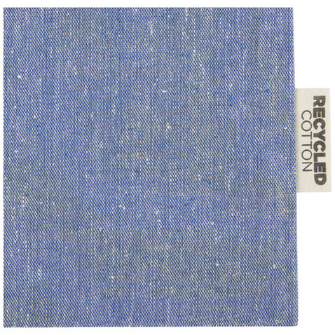 Pheebs 150 g/m² GRS Zuziehbeutel aus Recyclingbaumwolle groß 4 l, heather blau bedrucken, Art.-Nr. 12067250