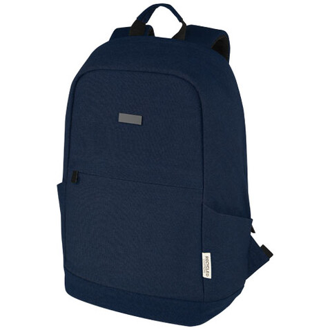 Joey 15,6 Zoll Anti-Diebstahl Laptop Rucksack 18 L aus GRS-recyceltem Canvas, navy bedrucken, Art.-Nr. 12067755