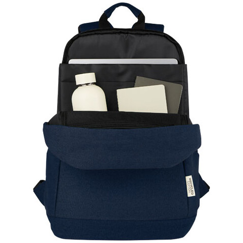 Joey 15,6 Zoll Anti-Diebstahl Laptop Rucksack 18 L aus GRS-recyceltem Canvas, navy bedrucken, Art.-Nr. 12067755