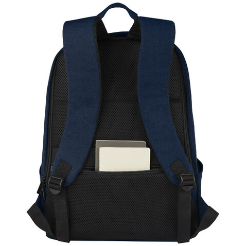 Joey 15,6 Zoll Anti-Diebstahl Laptop Rucksack 18 L aus GRS-recyceltem Canvas, navy bedrucken, Art.-Nr. 12067755