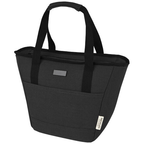 Joey GRS-recycelte Canvas Lunch Kühltasche 6 L für 9 Dosen, schwarz bedrucken, Art.-Nr. 12067990