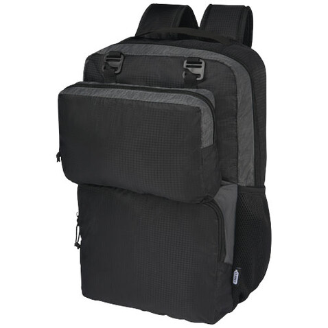 Trailhead 15&quot; GRS recycelter zweifarbiger Laptop-Rucksack 14 L, schwarz, grau bedrucken, Art.-Nr. 12068290