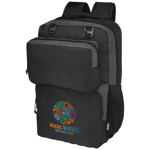 Trailhead 15&quot; GRS recycelter zweifarbiger Laptop-Rucksack 14 L, schwarz, grau bedrucken, Art.-Nr. 12068290