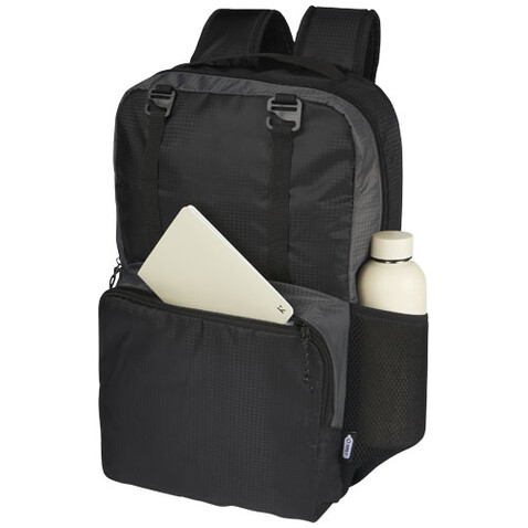 Trailhead 15&quot; GRS recycelter zweifarbiger Laptop-Rucksack 14 L, schwarz, grau bedrucken, Art.-Nr. 12068290