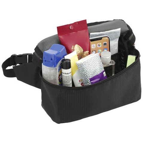 Trailhead GRS recycelte leichte Gürteltasche 2,5 L, schwarz, grau bedrucken, Art.-Nr. 12068490