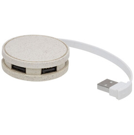 Kenzu Weizenstroh-USB-Hub, natur bedrucken, Art.-Nr. 12430906