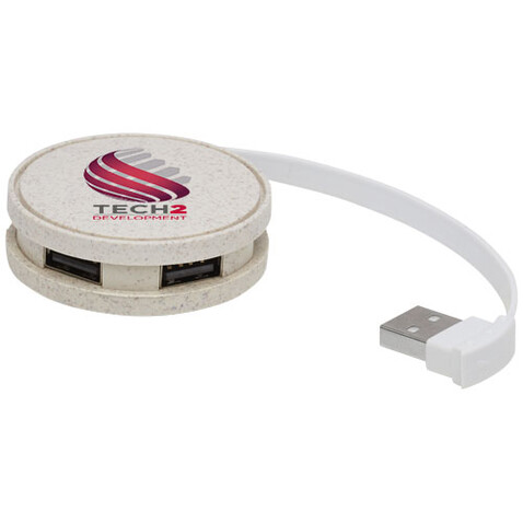 Kenzu Weizenstroh-USB-Hub, natur bedrucken, Art.-Nr. 12430906