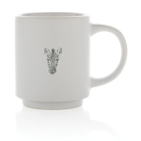 Stapelbare Keramiktasse, 180ml weiß bedrucken, Art.-Nr. P434.073