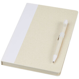 Dairy Dream A5 Notizbuch und Kugelschreiber-Set aus recyceltem Milchkarton, weiss bedrucken, Art.-Nr. 10781101