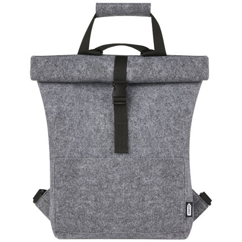 Felta Fahrradtasche aus GRS-recyceltem Filz 13 L, mittelgrau bedrucken, Art.-Nr. 12066382