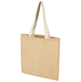 Juta 300 g/m² Jute Tragetasche 7 L, natur, weiss bedrucken, Art.-Nr. 12067306