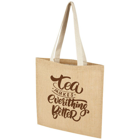 Juta 300 g/m² Jute Tragetasche 7 L, natur, weiss bedrucken, Art.-Nr. 12067306
