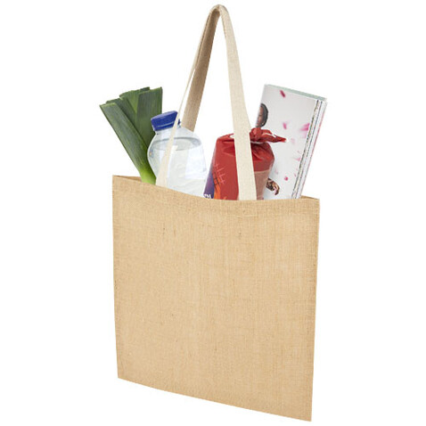 Juta 300 g/m² Jute Tragetasche 7 L, natur, weiss bedrucken, Art.-Nr. 12067306
