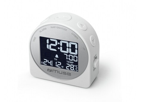 M-09 C | Muse Travel Alarm Clock - Weiss bedrucken, Art.-Nr. LT45812-N0001