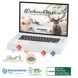 Adventskalender „Laptop“ Organic mit Lindt Minis, Klimaneutral, FSC® bedrucken, Art.-Nr. 55337-W