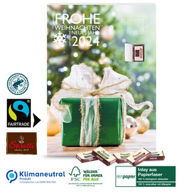 Wand-Adventskalender mit Fairtrade-Kakao Organic, Klimaneutral, FSC® bedrucken, Art.-Nr. 55396-W
