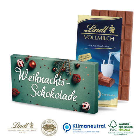 Premium Schokolade von Lindt, 100 g, Klimaneutral, FSC® bedrucken, Art.-Nr. 91270-W