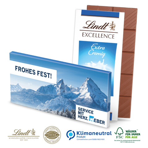 Schokoladentafel „Excellence“ von Lindt, Klimaneutral, FSC® bedrucken, Art.-Nr. 91272-W