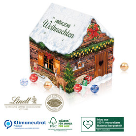 Adventskalender Lindt „Weihnachtshaus“, Klimaneutral, FSC® bedrucken, Art.-Nr. 95335-W