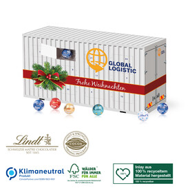 3D Adventskalender Lindt „Container“, Klimaneutral, FSC® bedrucken, Art.-Nr. 95375-W