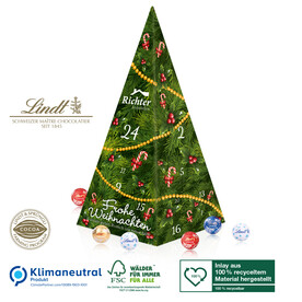 Adventskalender Lindt „Weihnachtspyramide“, Klimaneutral, FSC® bedrucken, Art.-Nr. 95378-W