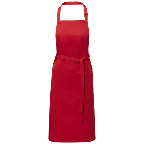 Andrea 240 g/m² Schürze mit verstellbarem Nackenband, rot bedrucken, Art.-Nr. 11333421