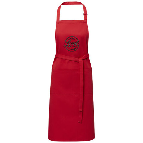 Andrea 240 g/m² Schürze mit verstellbarem Nackenband, rot bedrucken, Art.-Nr. 11333421