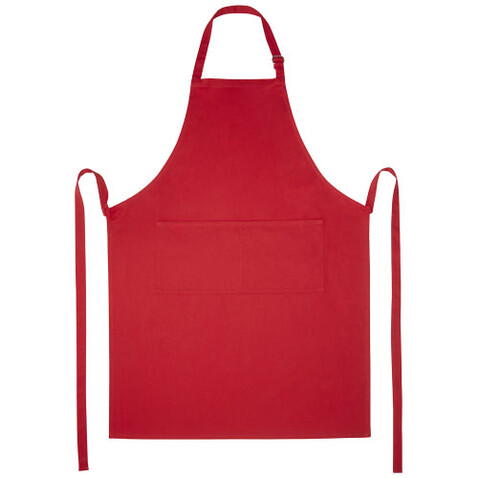 Andrea 240 g/m² Schürze mit verstellbarem Nackenband, rot bedrucken, Art.-Nr. 11333421