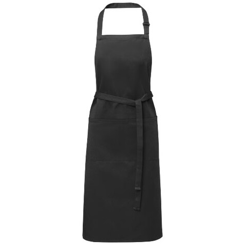 Andrea 240 g/m² Schürze mit verstellbarem Nackenband, schwarz bedrucken, Art.-Nr. 11333490
