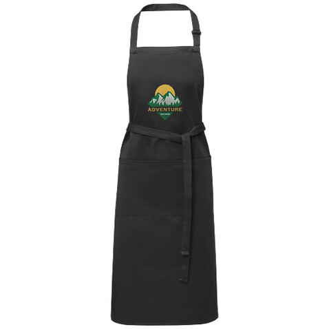 Andrea 240 g/m² Schürze mit verstellbarem Nackenband, schwarz bedrucken, Art.-Nr. 11333490